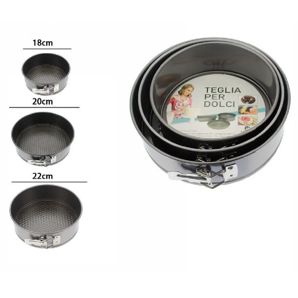 SET 3 PZ TEGLIE TORTIERE ANTIADERENTI ROTONDE PER TORTE FORNO STAMPO DOLCI 59955 - TrAdE Shop Traesio