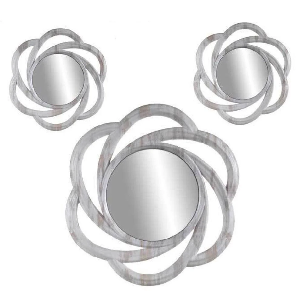 SET 3 SPECCHI DA PARETE DECORATIVI SPECCHIO LIBERA INSTALLAZIONE 20-35CM 836848