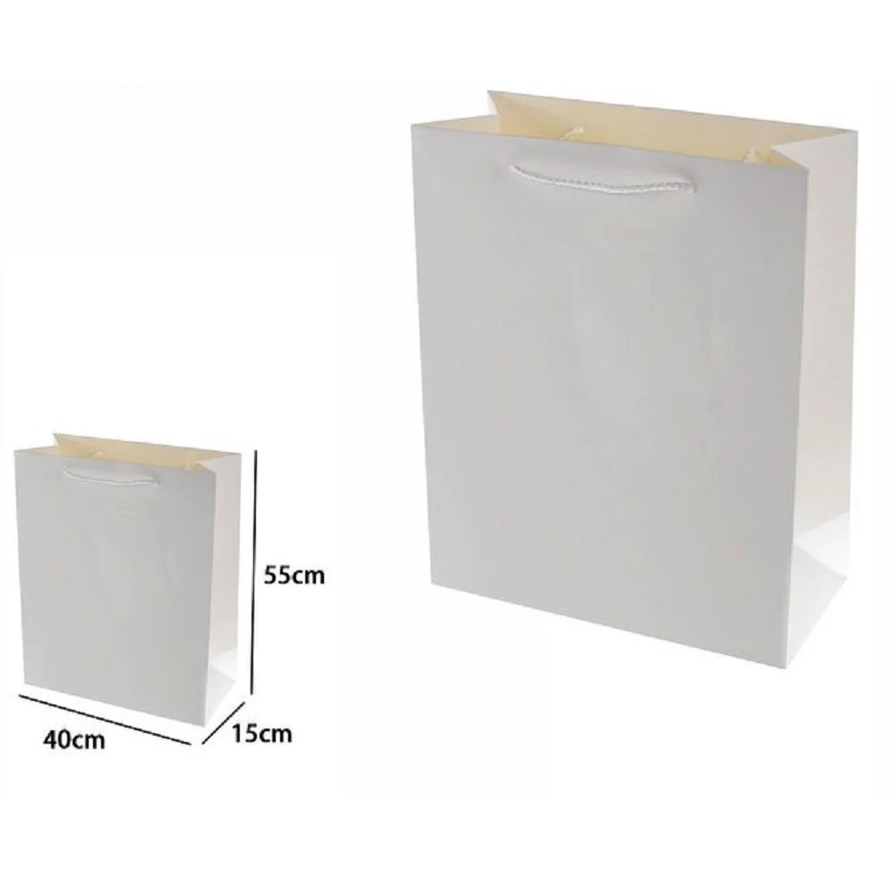 SET 3PZ BUSTE BORSA REGALO SACCHETTI 55X40X15CM 69902 BIANCO CON MANICO CORDINO - TrAdE Shop Traesio