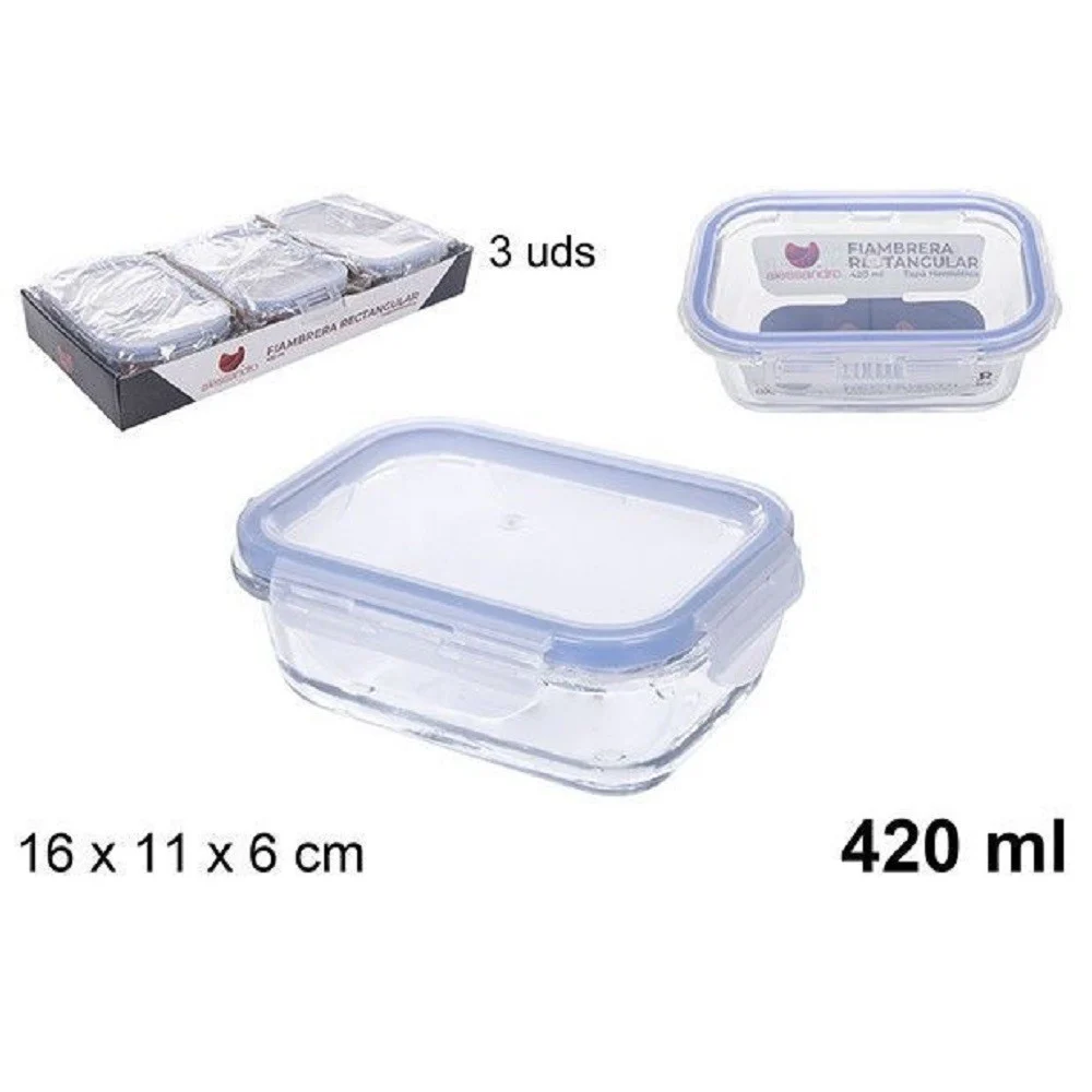 SET 3PZ CONTENITORI PER ALIMENTI IN VETRO CON COPERCHIO DI PLASTICA 420ML 110550 - TrAdE Shop Traesio