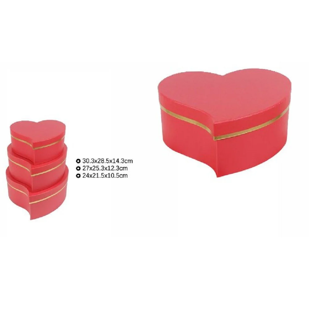 SET 3PZ SCATOLE BOX REGALI VARIE MISURE MATRIOSKA FORMA CUORE STORTO ROSSO 71934 - TrAdE Shop Traesio