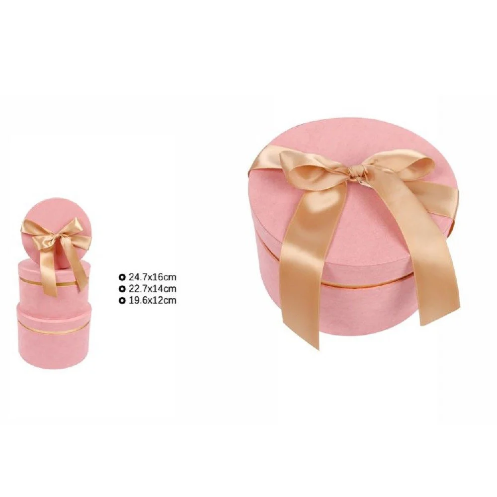 SET 3PZ SCATOLE SCATOLA BOX PER REGALI VARIE MISURE MATRIOSKA ROTONDE ROSA 71941 - TrAdE Shop Traesio