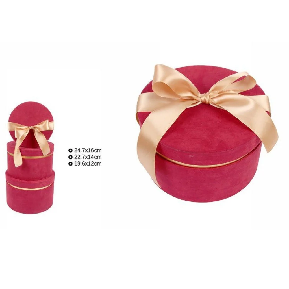SET 3PZ SCATOLE SCATOLA BOX PER REGALI VARIE MISURE MATRIOSKA TONDE ROSSO 71945 - TrAdE Shop Traesio