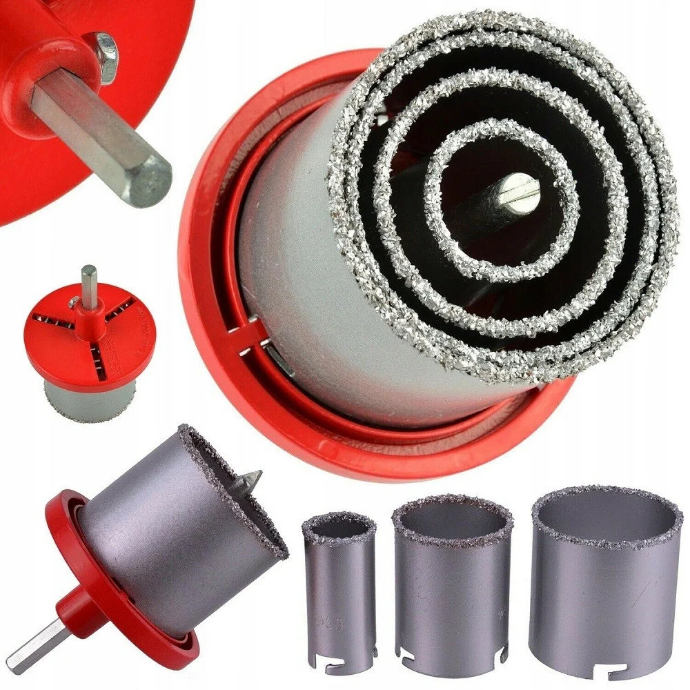 SET 4 FRESE FRESA A TAZZA CAROTATRICE DIAMANTATA MURO MARMO DA 33 A 73 MM 02126 - TrAdE Shop Traesio