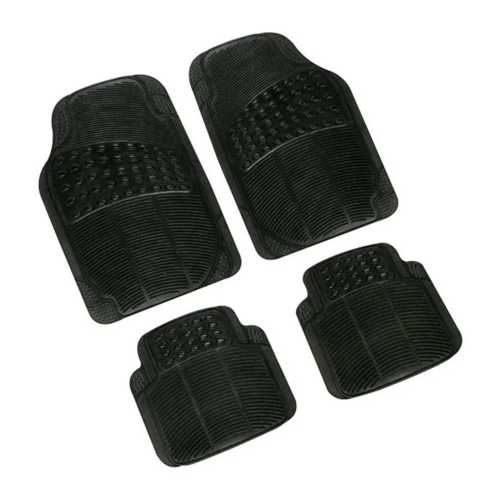 SET 4 PEZZI TAPPETI PER AUTO TAPPETINI UNIVERSALI IN GOMMA SINTETICA PVC NERO - TrAdE Shop Traesio