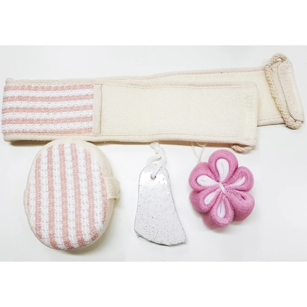 SET 4 PZ BAGNO EFFETTO MASSAGGIO DOCCIA PIETRA POMICE SPUGNETTA LUFFA ESFOLIANTE - TrAdE Shop Traesio