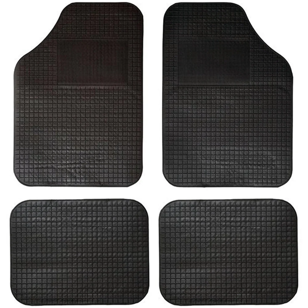 SET 4 TAPPETI PER AUTO IN GOMMA E PVC SAGOMABILI UNIVERSALI FONDO PUNTINATO NERO - TrAdE Shop Traesio