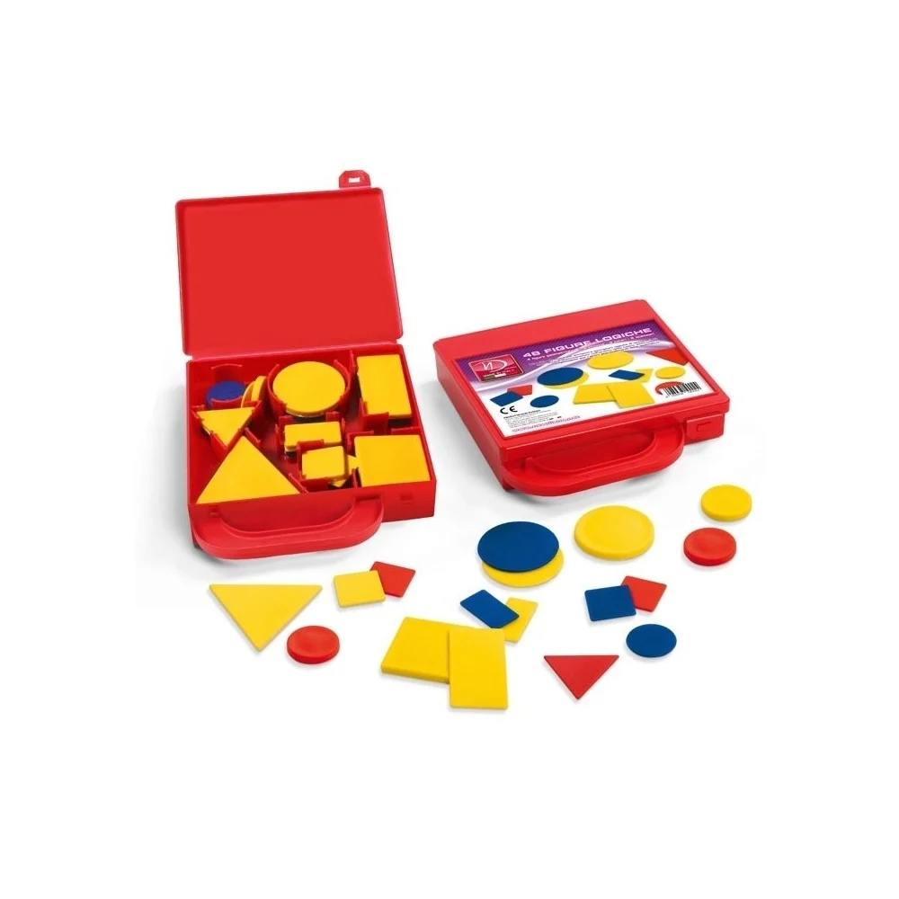 SET 48 BLOCCHI GIOCO DIDATTICI VALIGETTA INSEGNARE FORME COLORI GEOMETRIA SCUOLA - TrAdE Shop Traesio