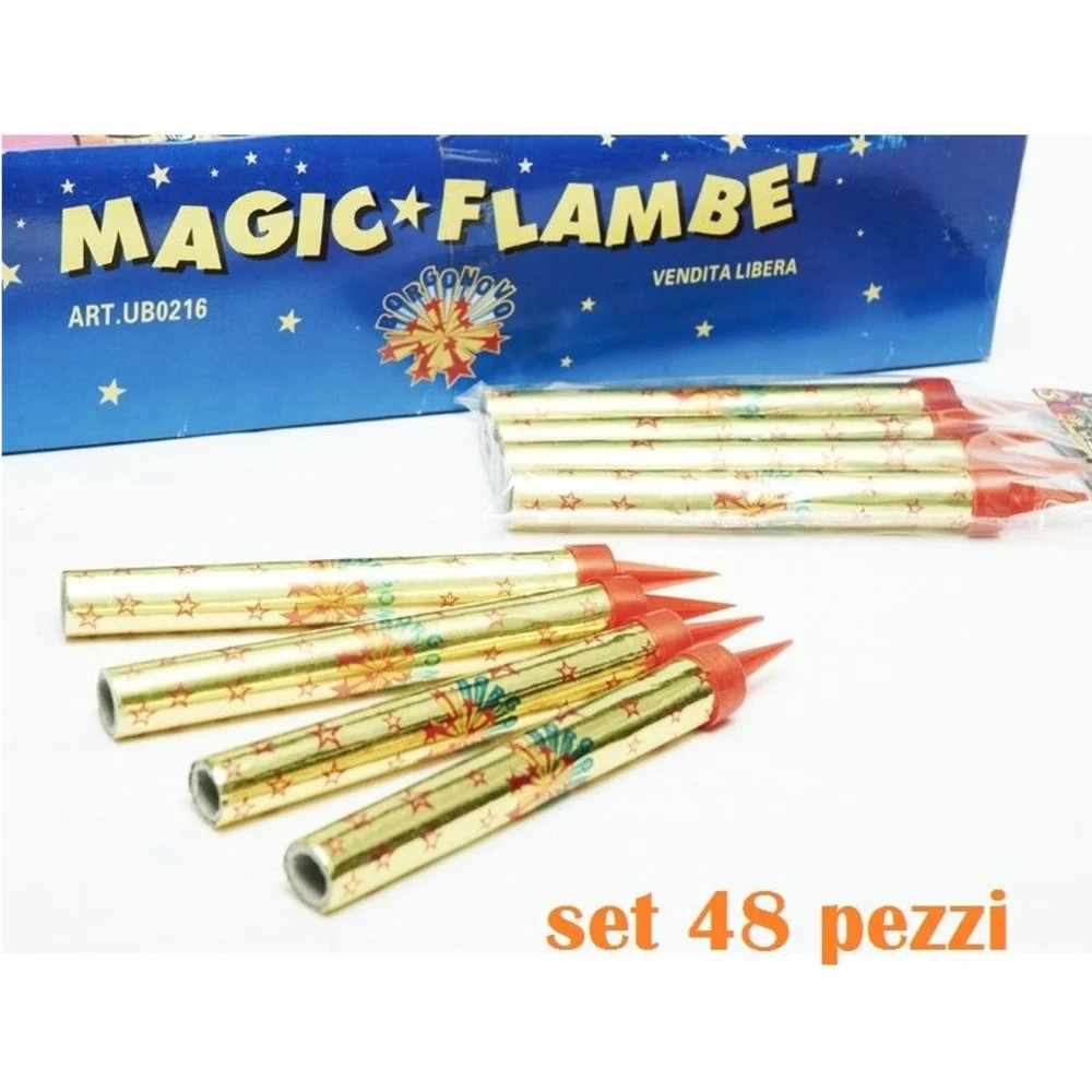 SET 48 CANDELINE SCINTILLA MAGIC FLAMBÈ CANDELA PIROTECNICA COMPLEANNO FESTA - TrAdE Shop Traesio