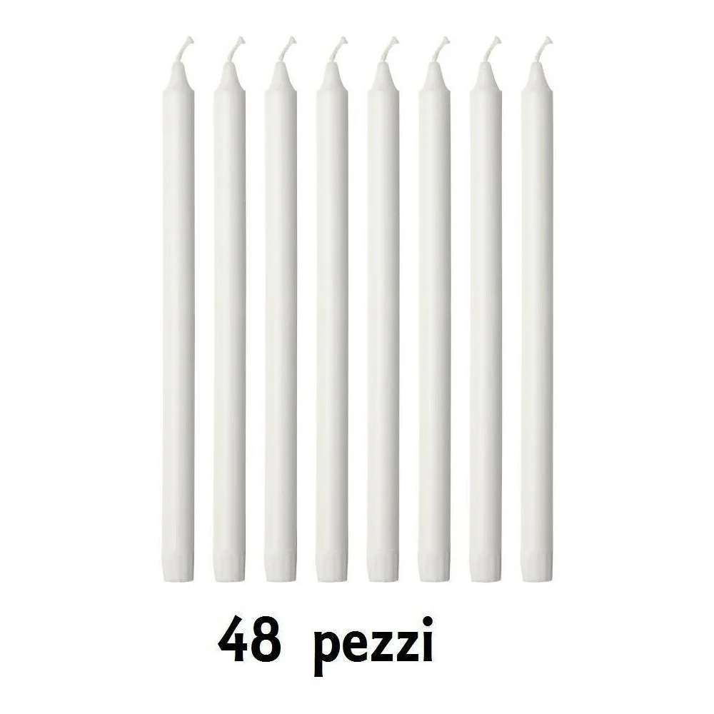 SET 48 PEZZI CANDELE BIANCHE LUNGHEZZA 19CM IN CERA NON PROFUMATE PER CANDELIERE - TrAdE Shop Traesio