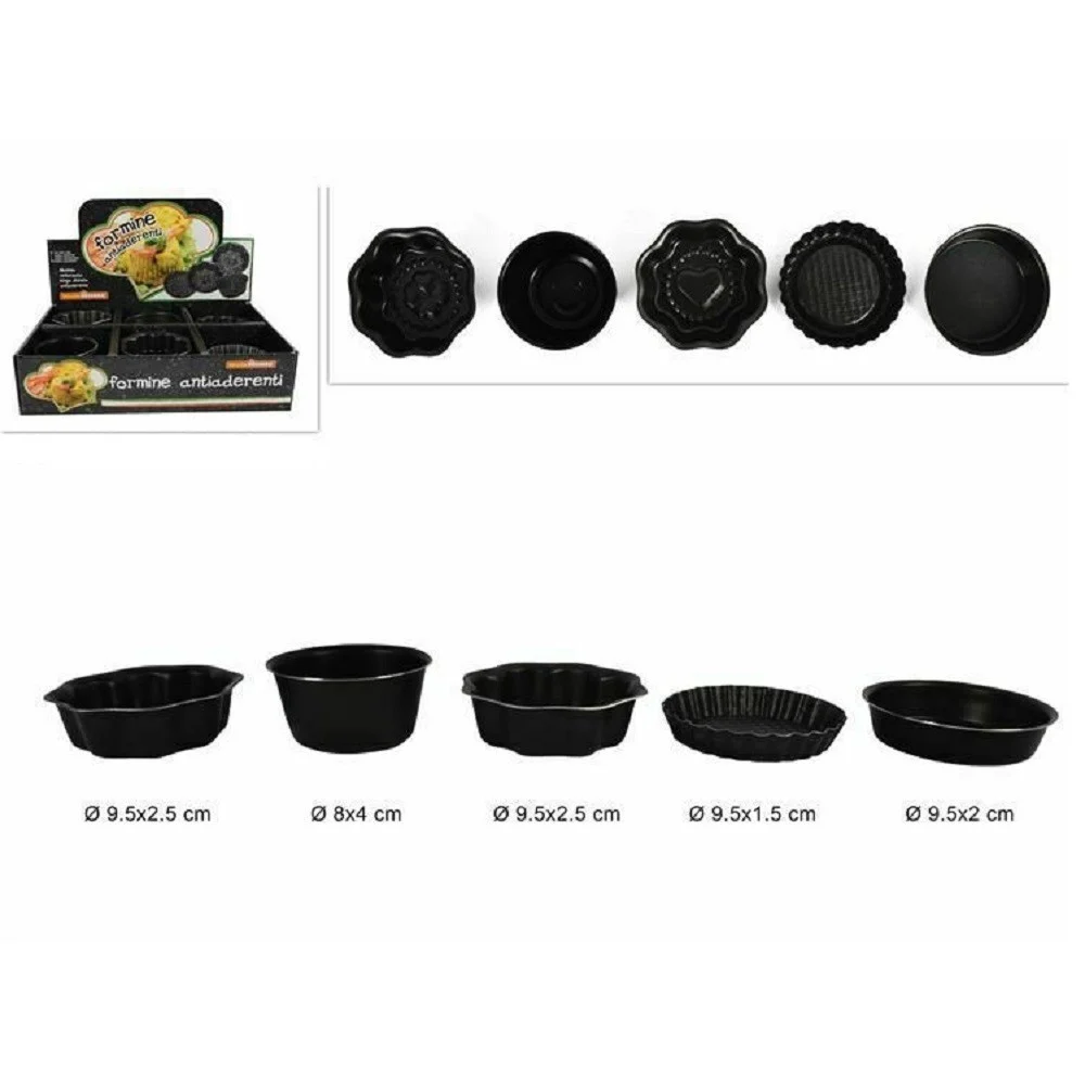 SET 48 PZ FORMINE ALLUMINIO ANTIADERENTI FORNO BISCOTTI DOLCI CUPCAKES ASSORTITI - TrAdE Shop Traesio