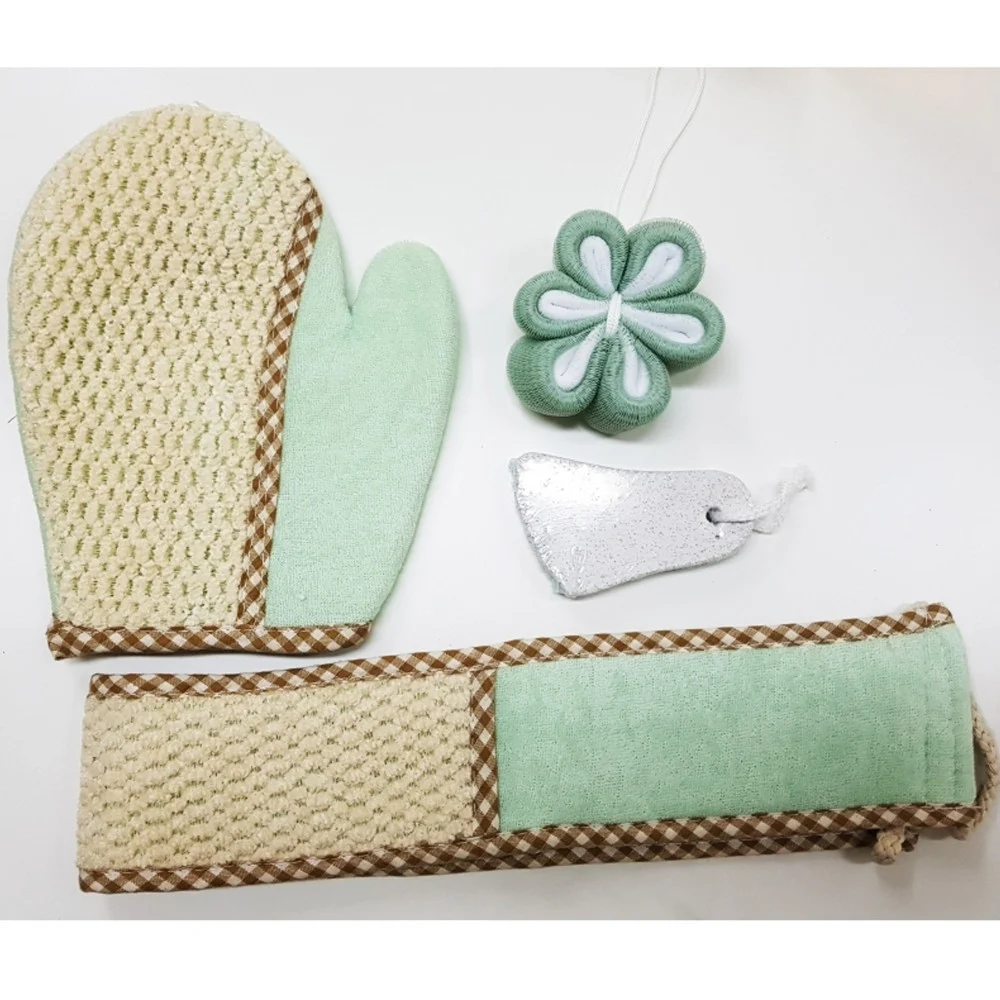 SET 4PZ BAGNO EFFETTO MASSAGGIO DOCCIA GUANTO PIETRA POMICE SPUGNETTA RILASSANTE - TrAdE Shop Traesio