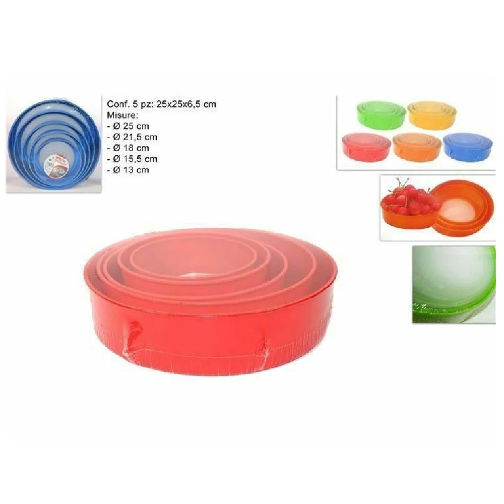 SET 5 PZ COLINI SETACCI COLORATI ASSORTITI CUCINA PASSINO ROTONDI DA 13 A 25 CM - TrAdE Shop Traesio