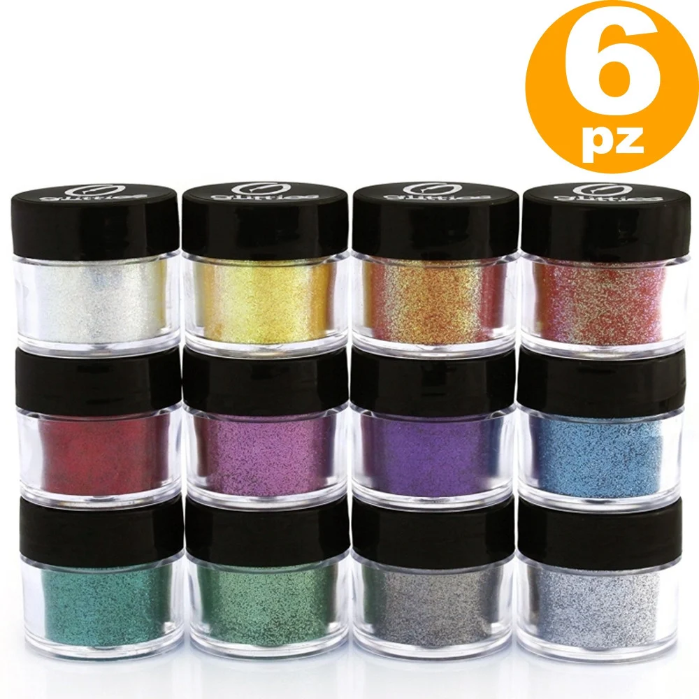 SET 6 BARATTOLI PORPORINA GLITTER NAIL ART GRANA FINE BRILLANTINI DECORAZIONI - TrAdE Shop Traesio