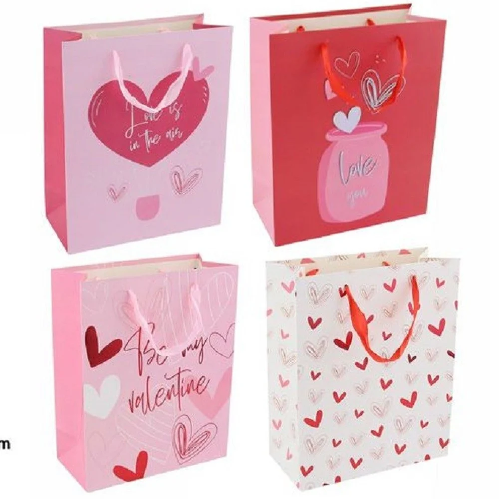 SET 6 BUSTE REGALO BORSA SACCHETTI SAN VALENTINO 30X40X12CM 69877 VARIE FANTASIE - TrAdE Shop Traesio