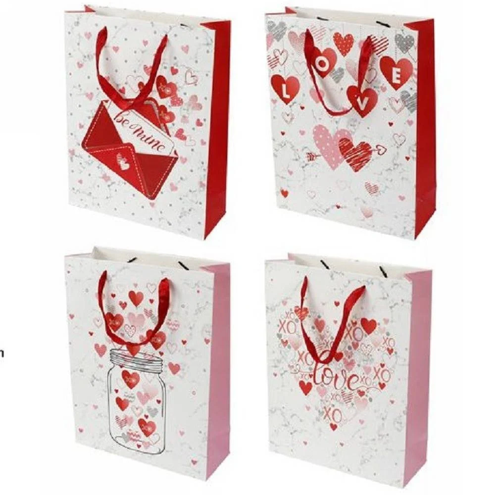 SET 6 BUSTE REGALO SACCHETTO SAN VALENTINO 31X11X42 CM 71089 FANTASIE ASSORTITE - TrAdE Shop Traesio