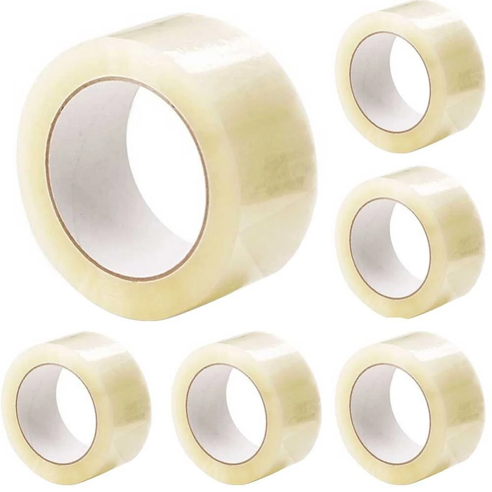 SET 6 NASTRI ADESIVI 50 MM X 66 MT CON ETICHETTA NASTRO IMBALLAGGIO TRASPARENTE - TrAdE Shop Traesio