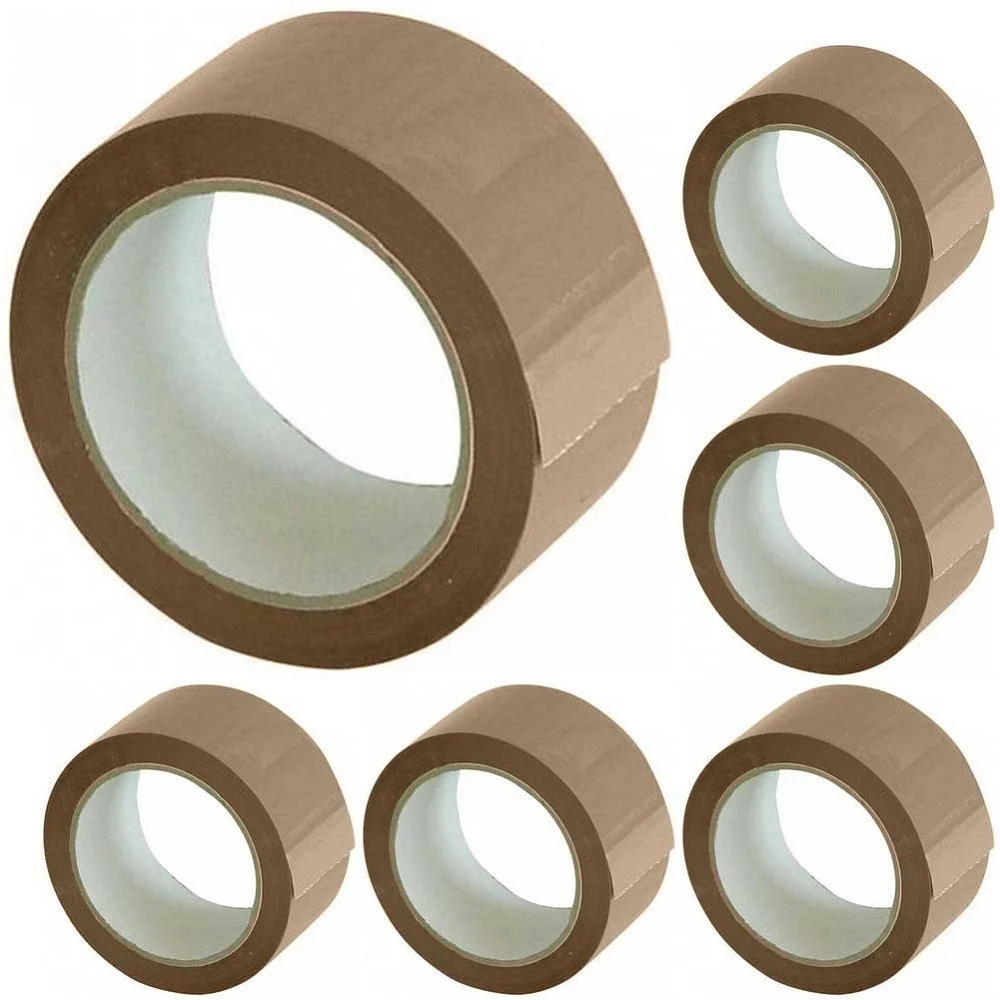 SET 6 NASTRI ADESIVI AVANA 50 MM X 66 MT CON ETICHETTA NASTRO IMBALLAGGI MARRONE - TrAdE Shop Traesio
