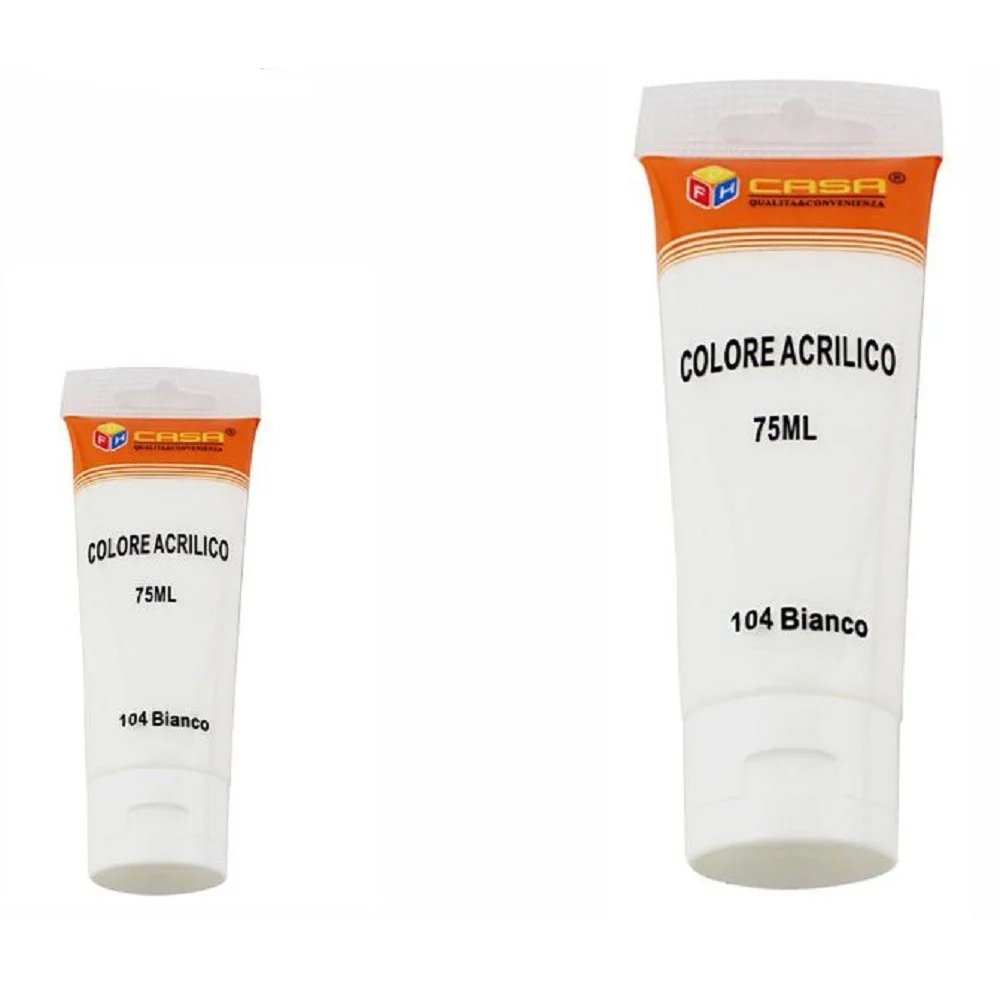 SET 6 PEZZI PITTURA ACRILICA VERNICE CONFEZIONE COLORE BIANCO TUBO 75 ML 07485 - TrAdE Shop Traesio