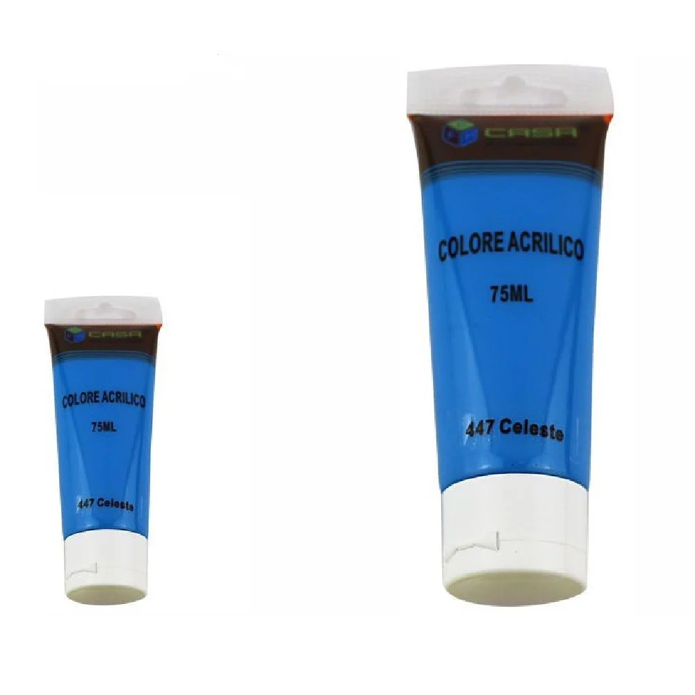 SET 6 PEZZI PITTURA ACRILICA VERNICE CONFEZIONE COLORE CELESTE TUBO 75 ML 07498 - TrAdE Shop Traesio