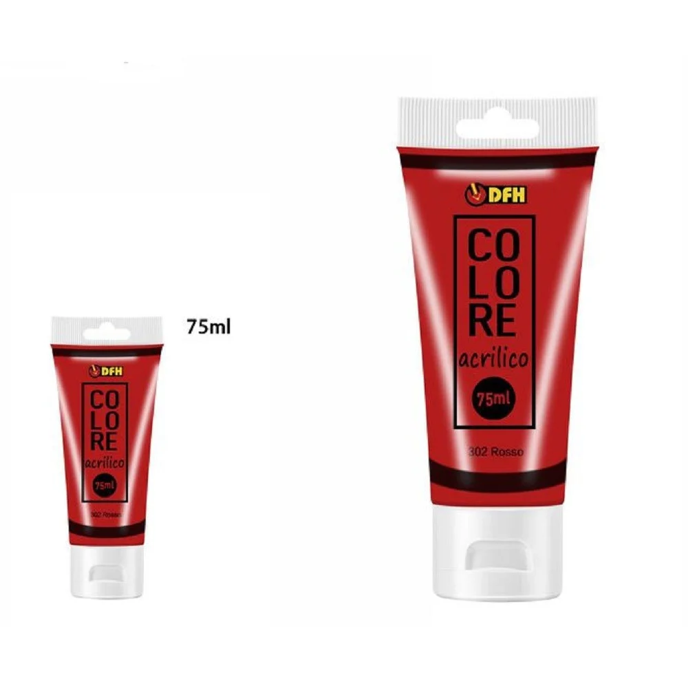 SET 6 PEZZI PITTURA ACRILICA VERNICE CONFEZIONE COLORE ROSSO TUBO 75ML 07491 - TrAdE Shop Traesio