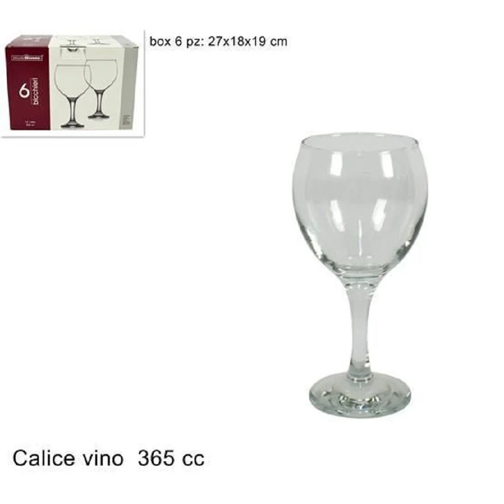 SET 6 PEZZI SERVIZIO BICCHIERI CALICI CALICE MISKET IN VETRO 365CC BEVANDE VINO - TrAdE Shop Traesio