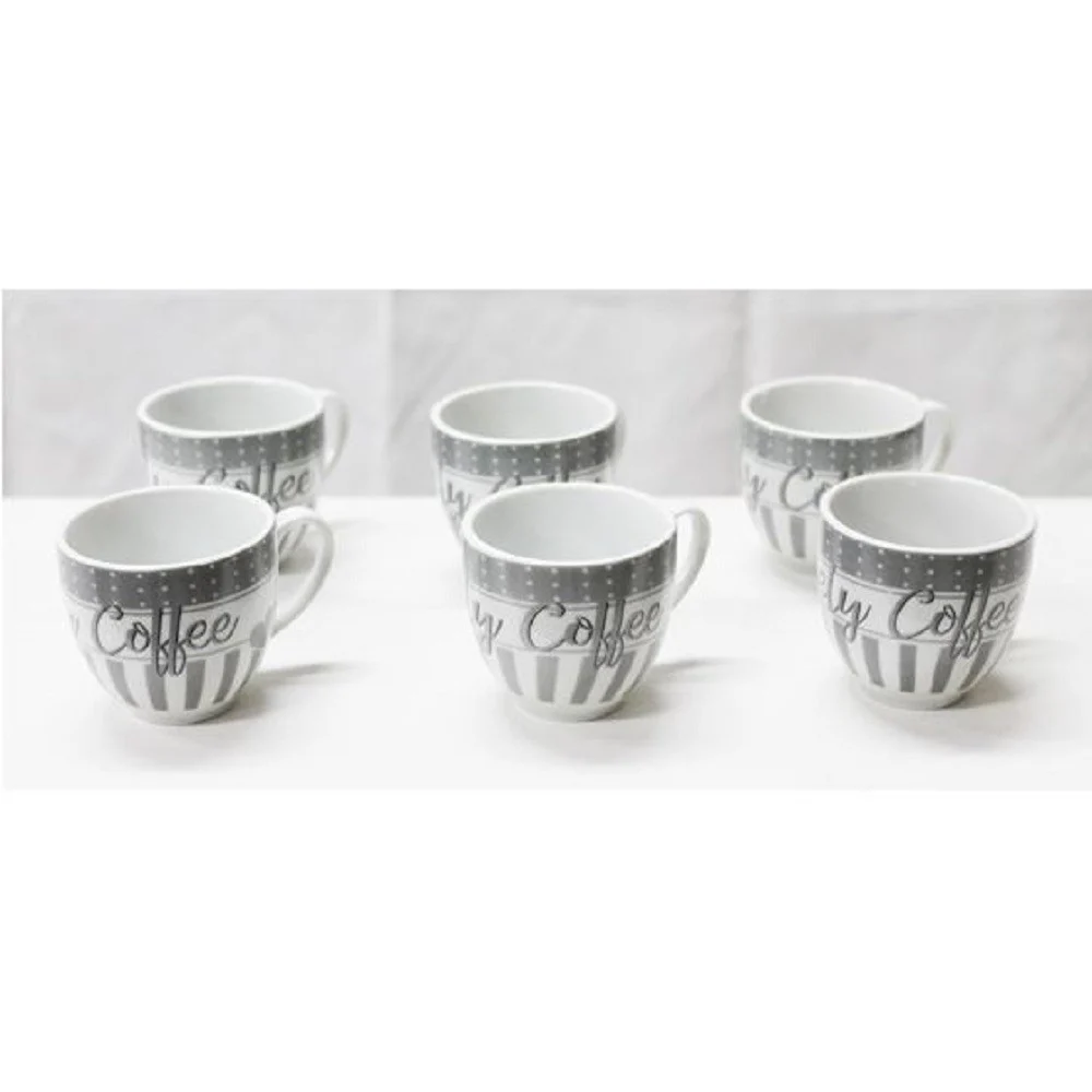 SET 6 PEZZI SERVIZIO TAZZINE TAZZE CAFFÈ IN CERAMICA SCRITTA COFFEE ESPRESSO BAR - TrAdE Shop Traesio