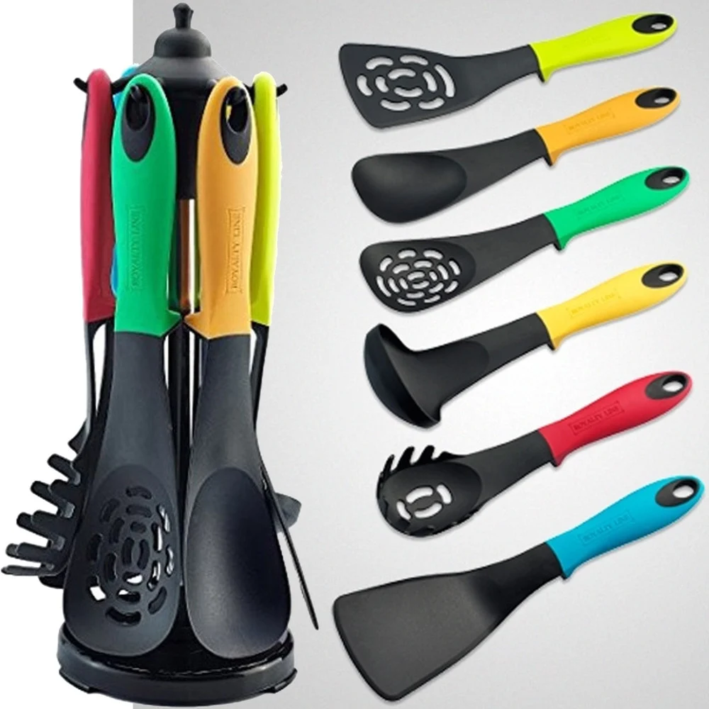 SET 6 PEZZI UTENSILI MESTOLI CUCINA SCHIUMAROLA SPATOLA SPAGHETTI ROYALTY LINE - TrAdE Shop Traesio