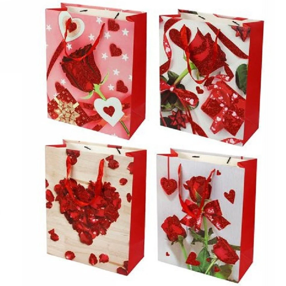 SET 6 PZ. BUSTE DA REGALO 30X40X12CM BORSA SAN VALENTINO ROSE VARI MODELLI 71100 - TrAdE Shop Traesio