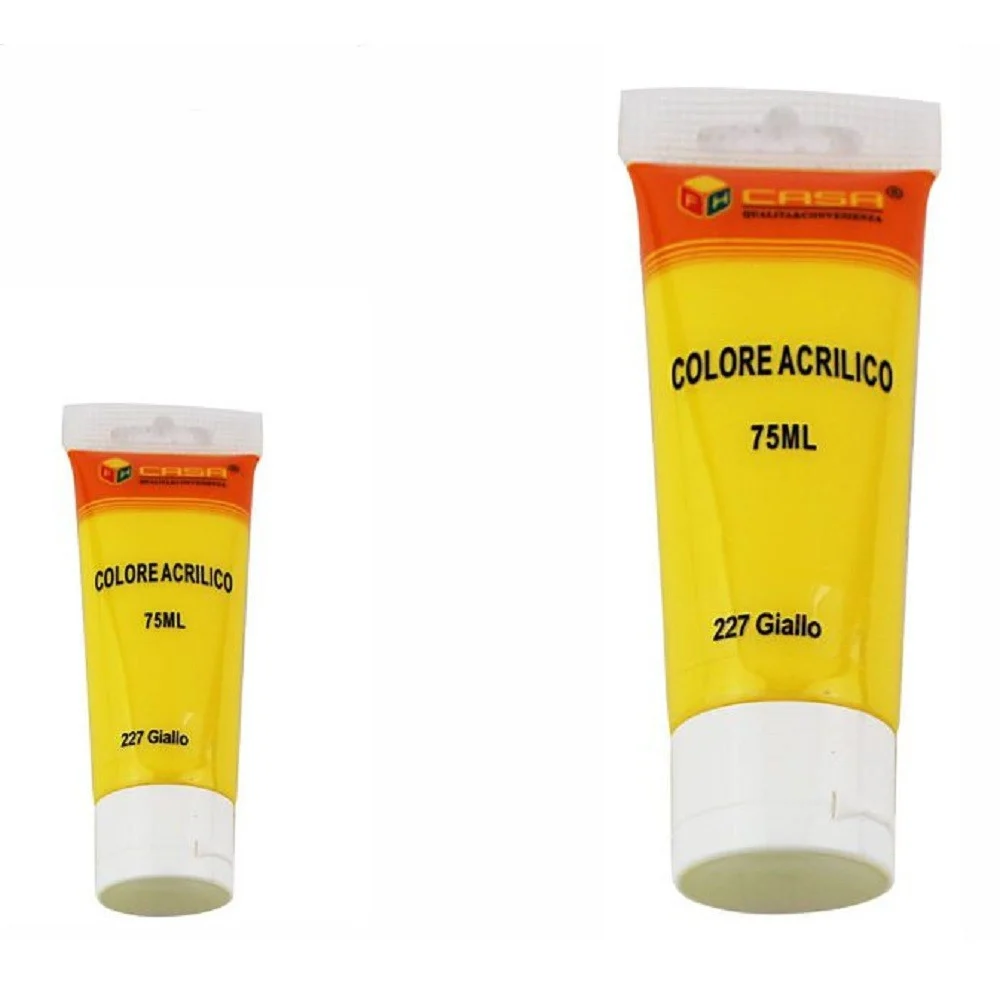 SET 6 PZ PITTURA ACRILICA VERNICE CONFEZIONE COLORE 227 GIALLO TUBO 75 ML 07504 - TrAdE Shop Traesio