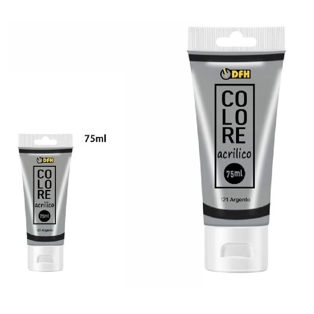 SET 6 PZ PITTURA ACRILICA VERNICE CONFEZIONE COLORE ARGENTO 121 TUBO 75 ML 07488 - TrAdE Shop Traesio