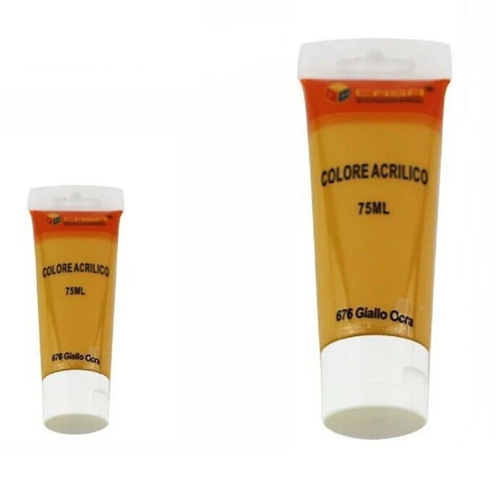 SET 6 PZ PITTURA ACRILICA VERNICE CONFEZIONE COLORE GIALLO OCRA TUBO 75 ML 07506 - TrAdE Shop Traesio