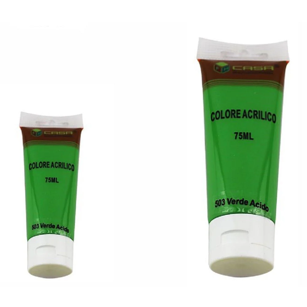 SET 6 PZ PITTURA ACRILICA VERNICE CONFEZIONE COLORE VERDE ACIDO TUBO 75ML 07503 - TrAdE Shop Traesio