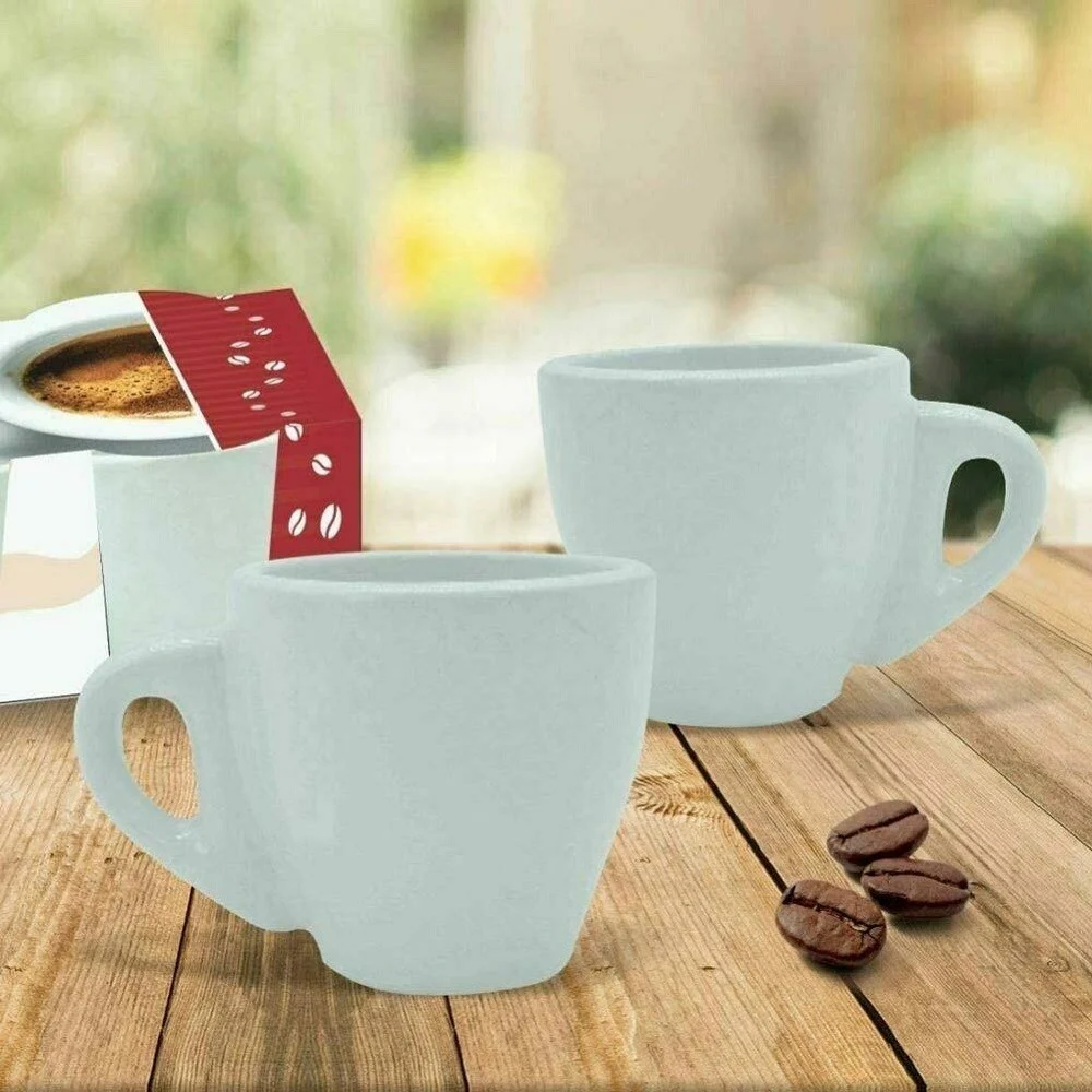 SET 6 TAZZINE SERVIZIO DA CAFFE TAZZINA ALTA IN CERAMICA BIANCA DA CUCINA - TrAdE Shop Traesio