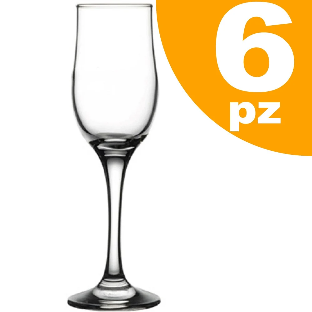 SET 6PZ CALICI CALICE TULIPE FLUTE VETRO 20cl BICCHIERI VINO SPUMANTE CHAMPAGNE - TrAdE Shop Traesio