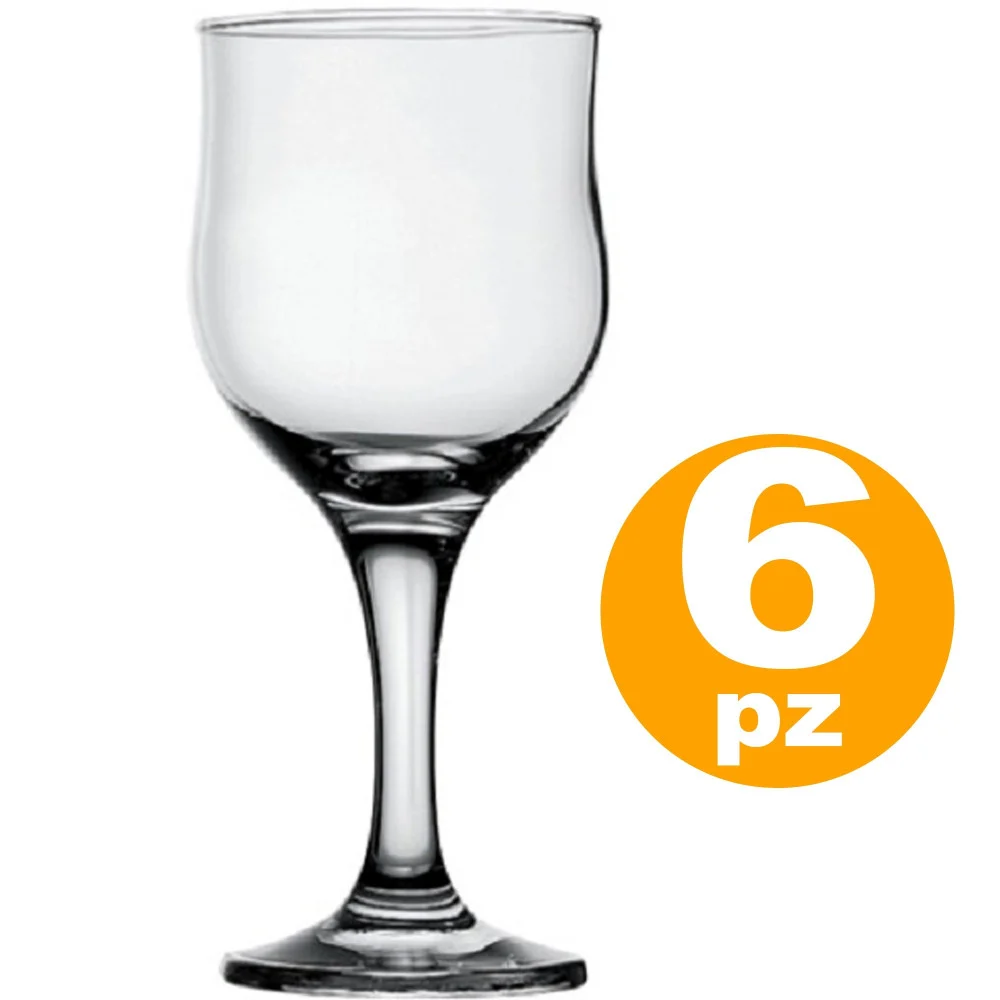 SET 6PZ CALICI CALICE TULIPE IN VETRO 24cl BICCHIERI PER ACQUA VINO ROSSO BIANCO - TrAdE Shop Traesio