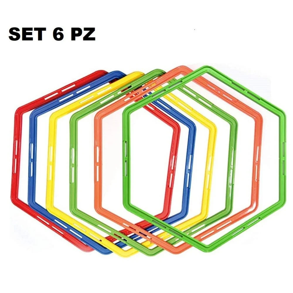 SET 6PZ CERCHI PIATTI ALLENAMENTO AGILITÀ ESAGONALE PER CALCIO FITNESS DA 50CM - TrAdE Shop Traesio