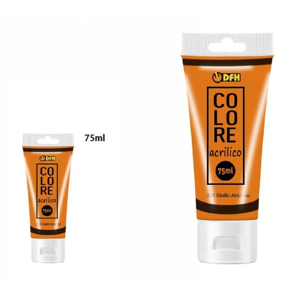 SET 6PZ PITTURA ACRILICA VERNICE CONFEZIONE COLORE GIALLO ARANCIO TUBO 75ML 07494 - TrAdE Shop Traesio