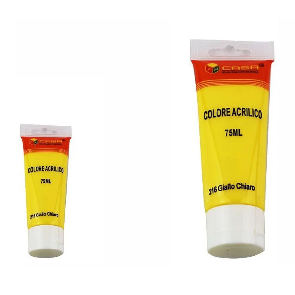 SET 6PZ PITTURA ACRILICA VERNICE CONFEZIONE COLORE GIALLO CHIARO TUBO 75ML 07505 - TrAdE Shop Traesio