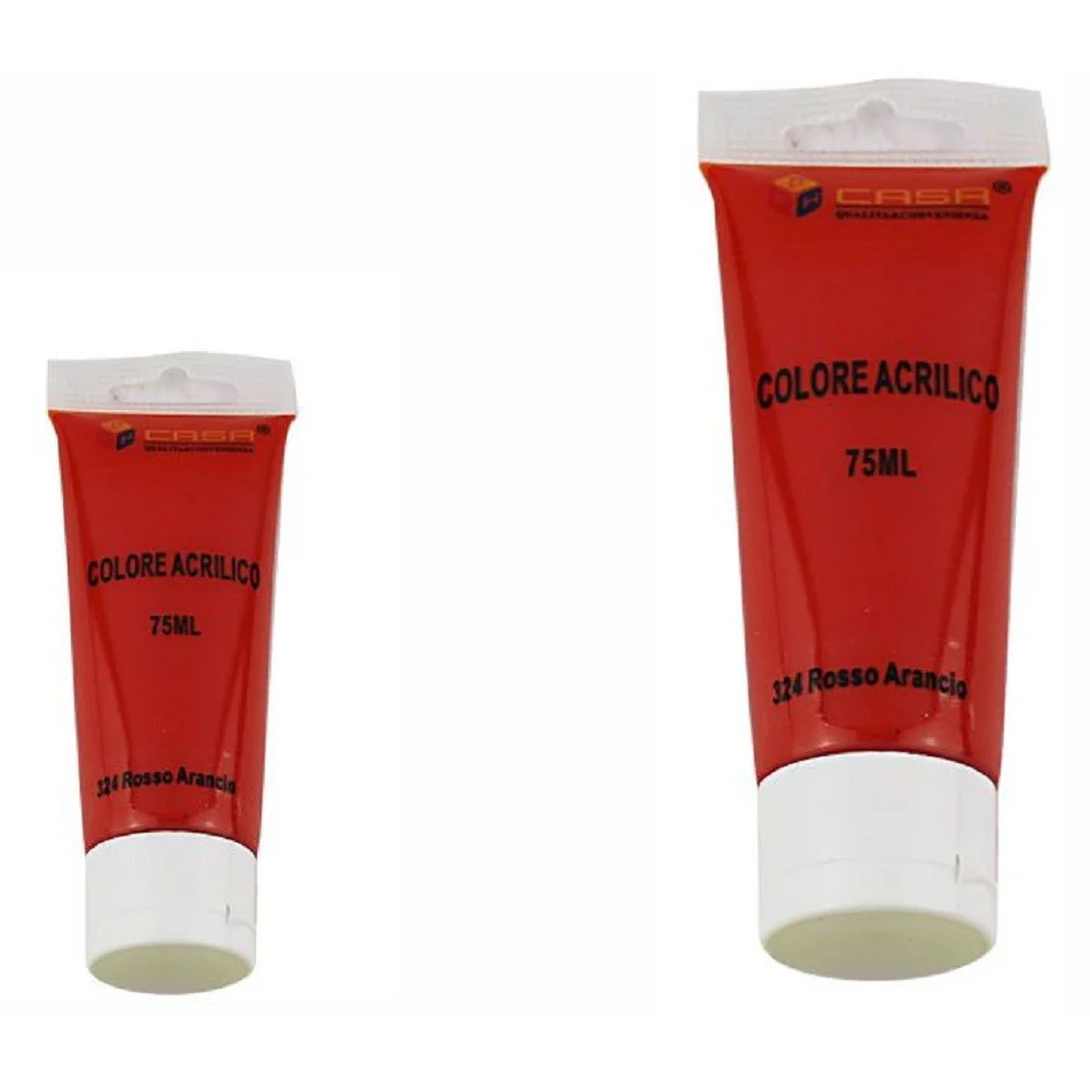 SET 6PZ PITTURA ACRILICA VERNICE CONFEZIONE COLORE ROSSO ARANCIO TUBO 75ML 07496 - TrAdE Shop Traesio