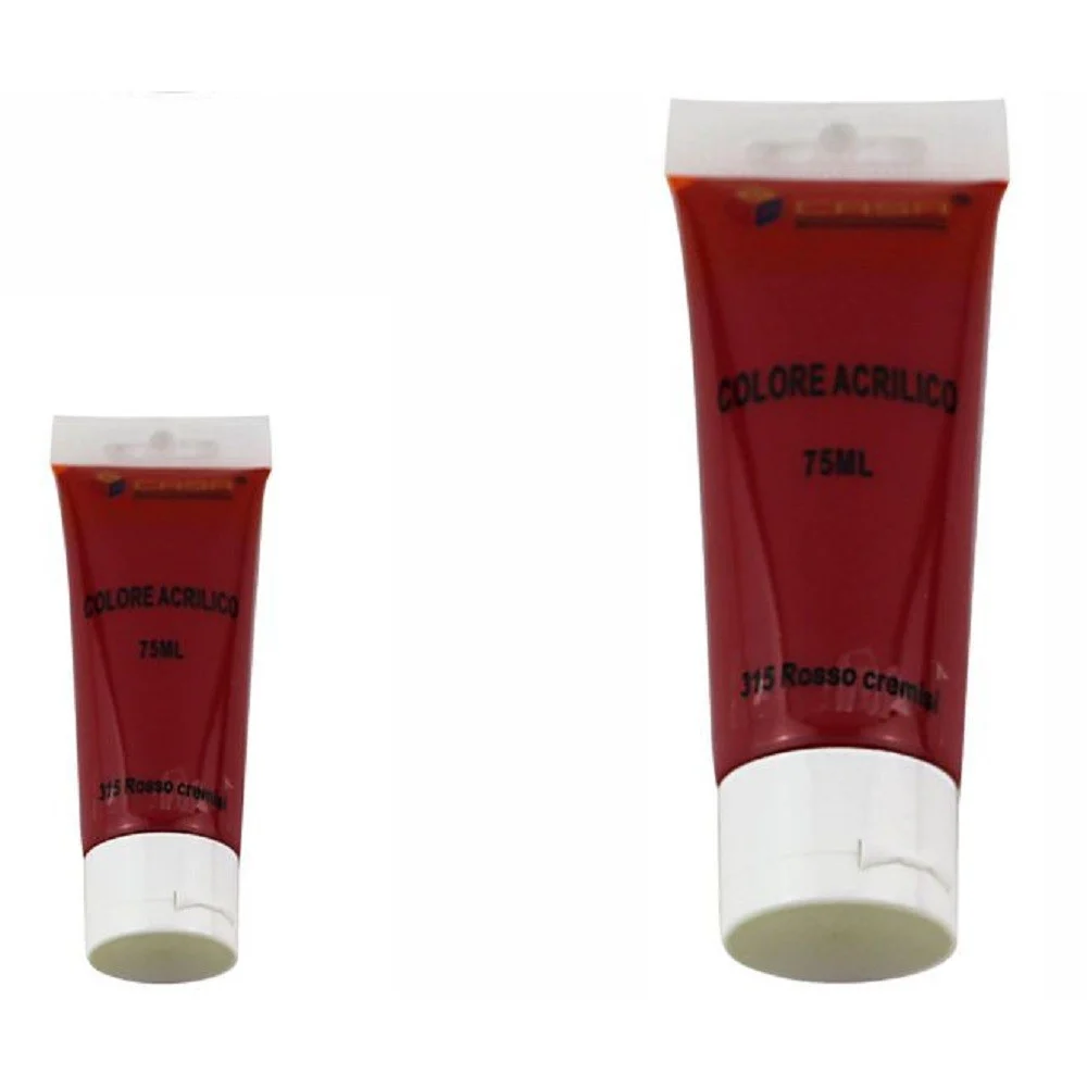 SET 6PZ PITTURA ACRILICA VERNICE CONFEZIONE COLORE ROSSO CREMISI TUBO 75ML 07501 - TrAdE Shop Traesio