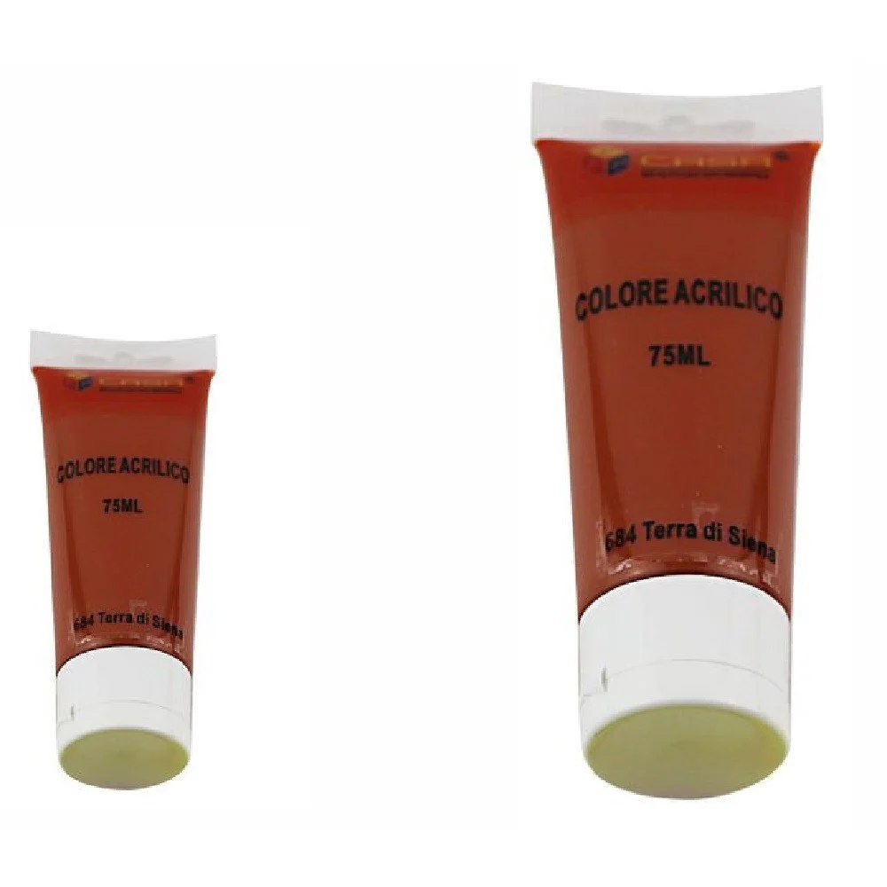SET 6PZ PITTURA ACRILICA VERNICE CONFEZIONE COLORE TERRA DI SIENA TUBO 75ML 07487 - TrAdE Shop Traesio