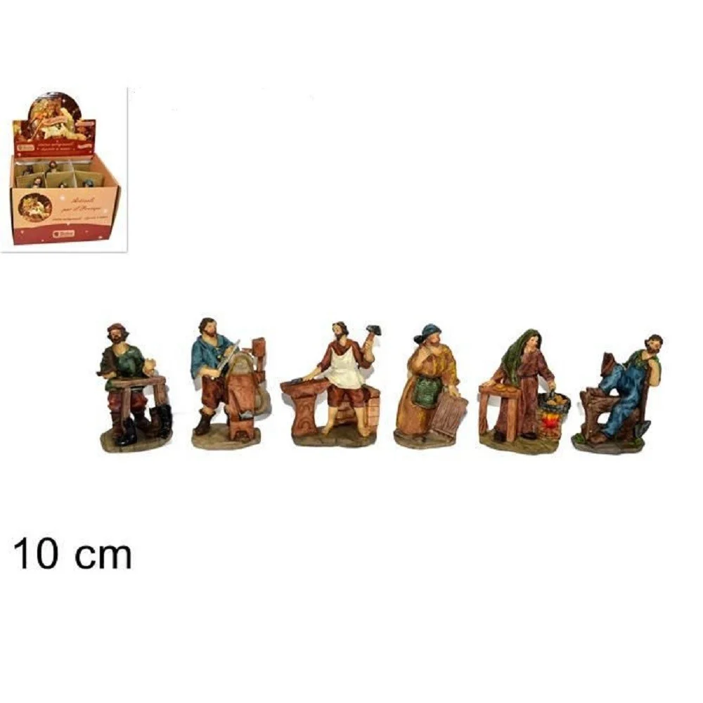 SET 6PZ STATUINE MESTIERI 10 CM PER PRESEPE MODELLI ASSORTITI PRESEPIO DI NATALE - TrAdE Shop Traesio