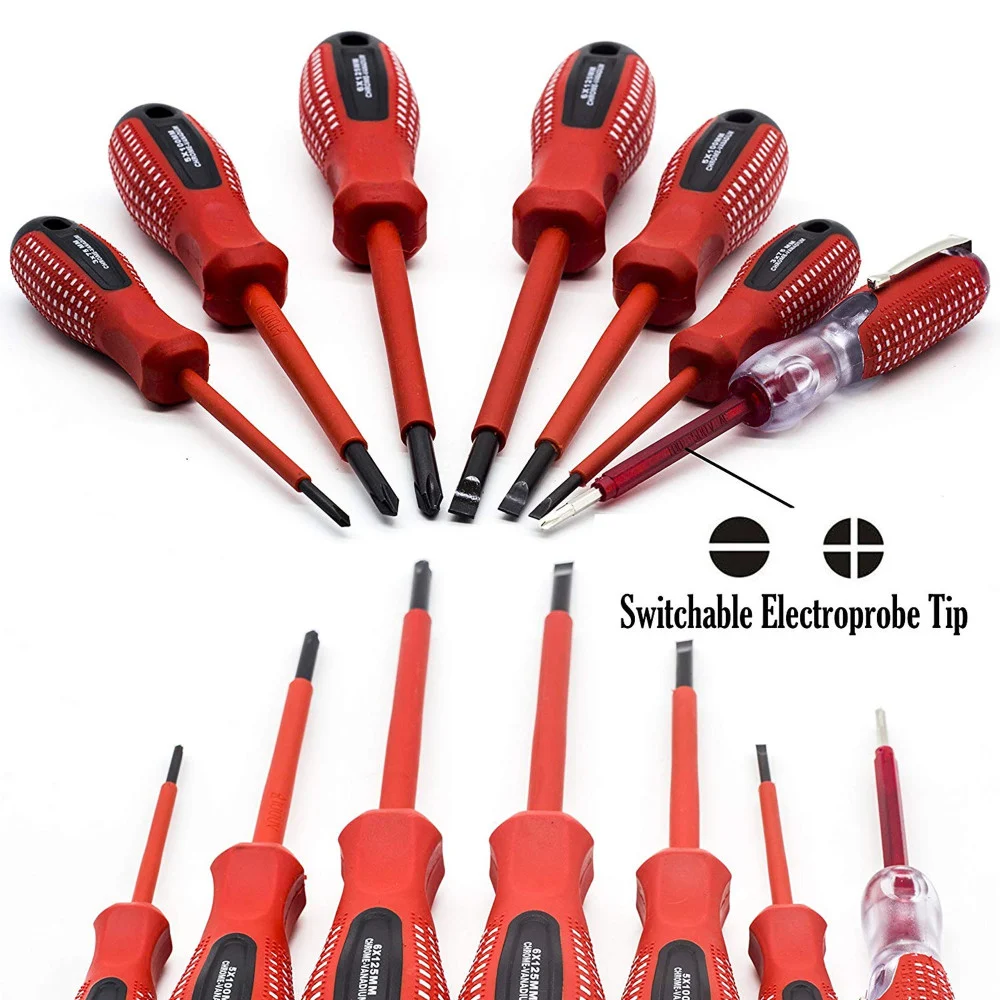 SET 7 PEZZI CACCIAVITI GIRAVITI ISOLATI CON MANICO IN GOMMA GRIP CON CERCAFASE - TrAdE Shop Traesio
