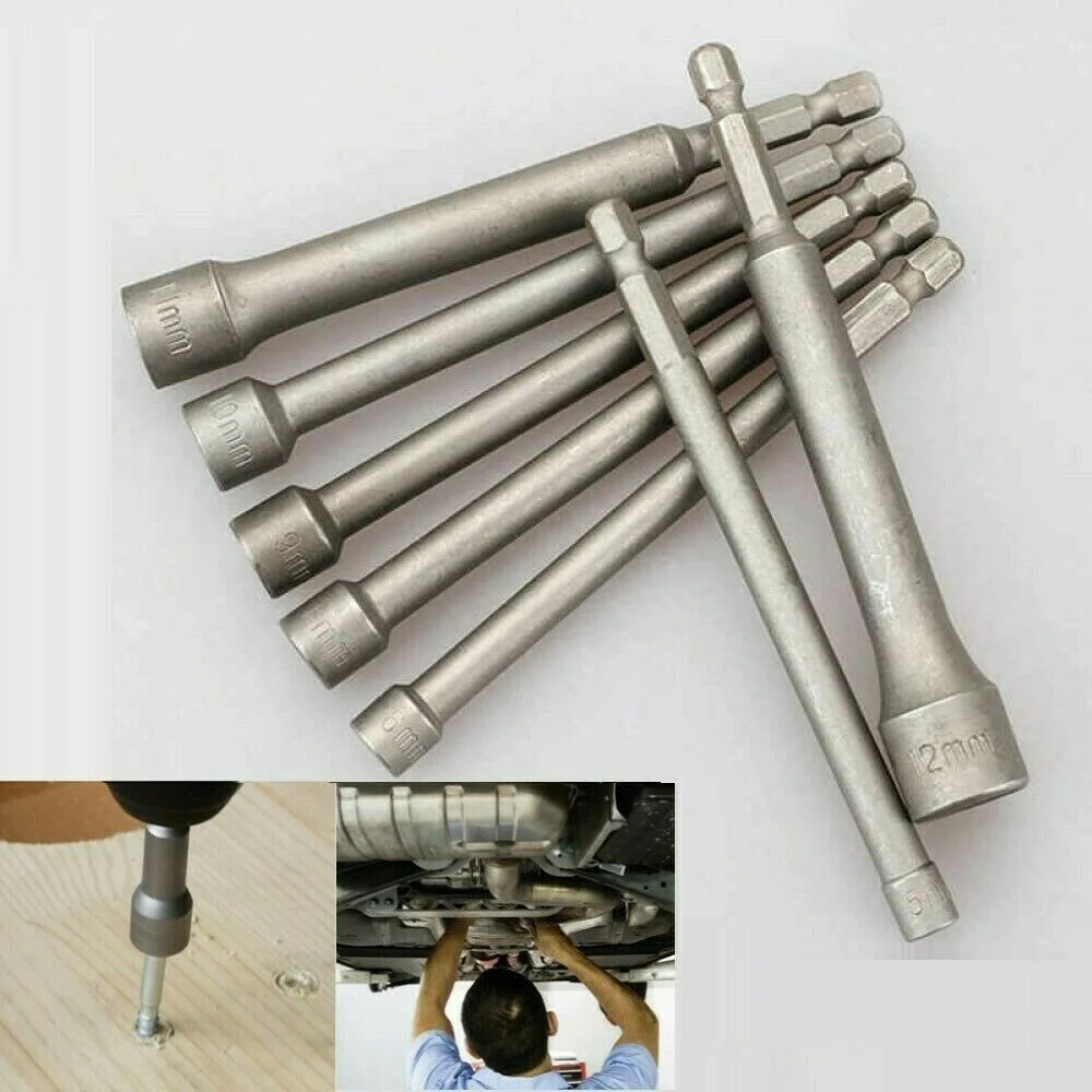 SET 7 PZ INSERTI CHIAVI A BUSSOLA ESAGONALI PER TRAPANO AVVITATORE DA 5 A 12MM - TrAdE Shop Traesio