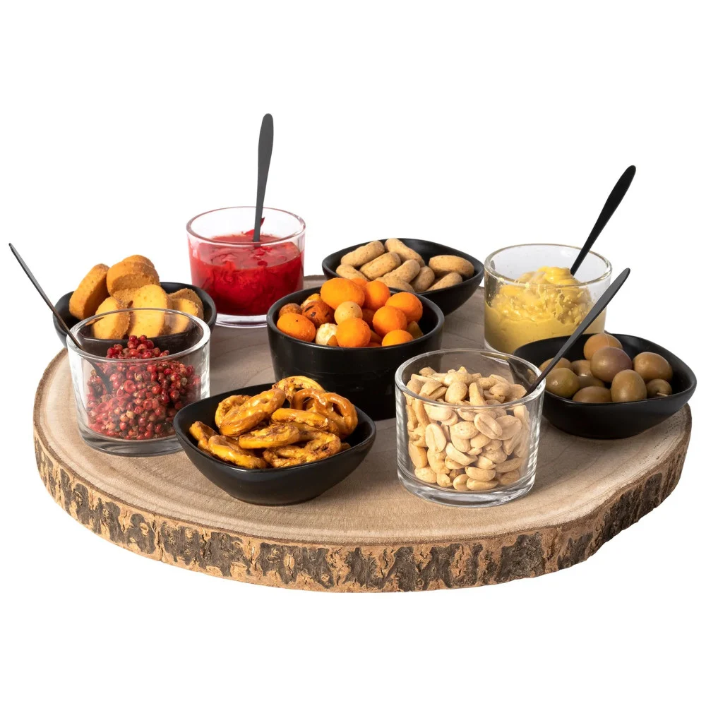 SET ANTIPASTIERA DA 14 PEZZI BASE IN LEGNO CON COPPETTE BICCHIERI E CUCCHIAINI - TrAdE Shop Traesio
