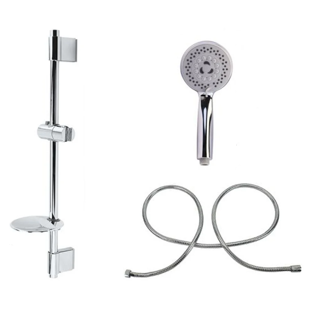 SET ASTA DOCCIA SALISCENDI CROMATA CON TUBO PORTA SAPONE SOFFIONE DOCCETTA 79360 - Cleafe