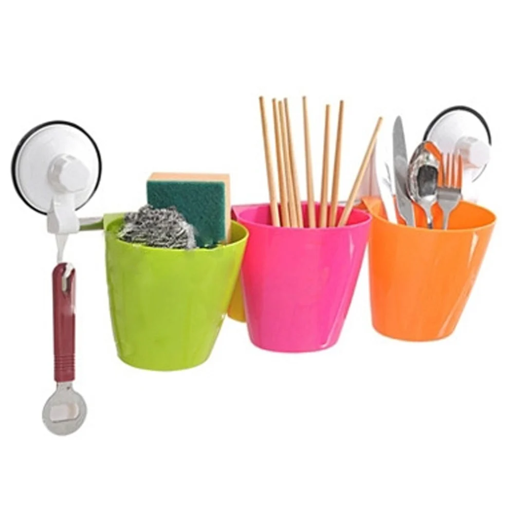 SET BARRA IN ACCIAIO CON VENTOSE 3 VASCHETTA PORTA OGGETTI PER BAGNO CUCINA - TrAdE Shop Traesio