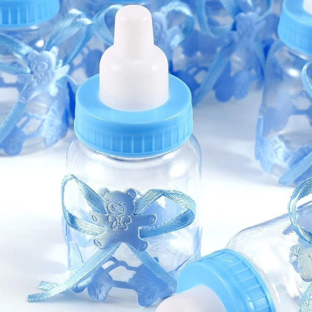 SET BOMBONIERA PORTACONFETTI PER BATTESIMO NASCITA BOTTIGLIA BIBERON AZZURRO BLU - TrAdE Shop Traesio