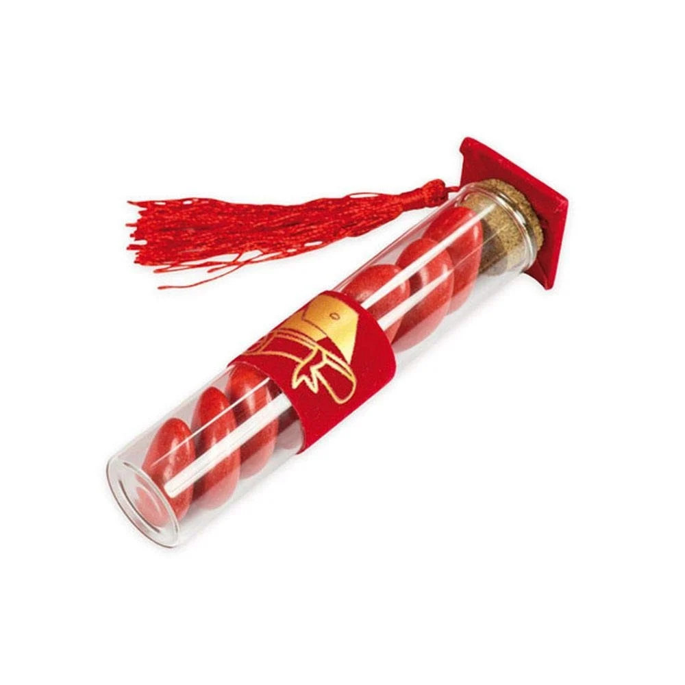 SET BOMBONIERE AMPOLLA LAUREA IN VETRO TAPPO SUGHERO CON CAPPELLO PORTACONFETTI - TrAdE Shop Traesio